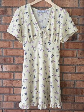 Yellow Floral Tie-Back Dress